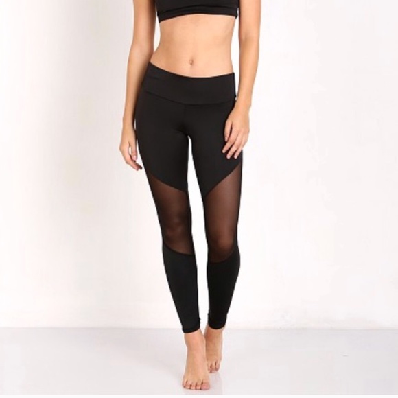 black mesh yoga pants